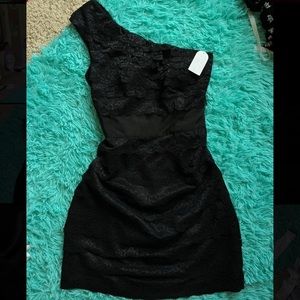 Y2K Jessica Simpson Lace Ruffle One-Shoulder Cocktail Dress